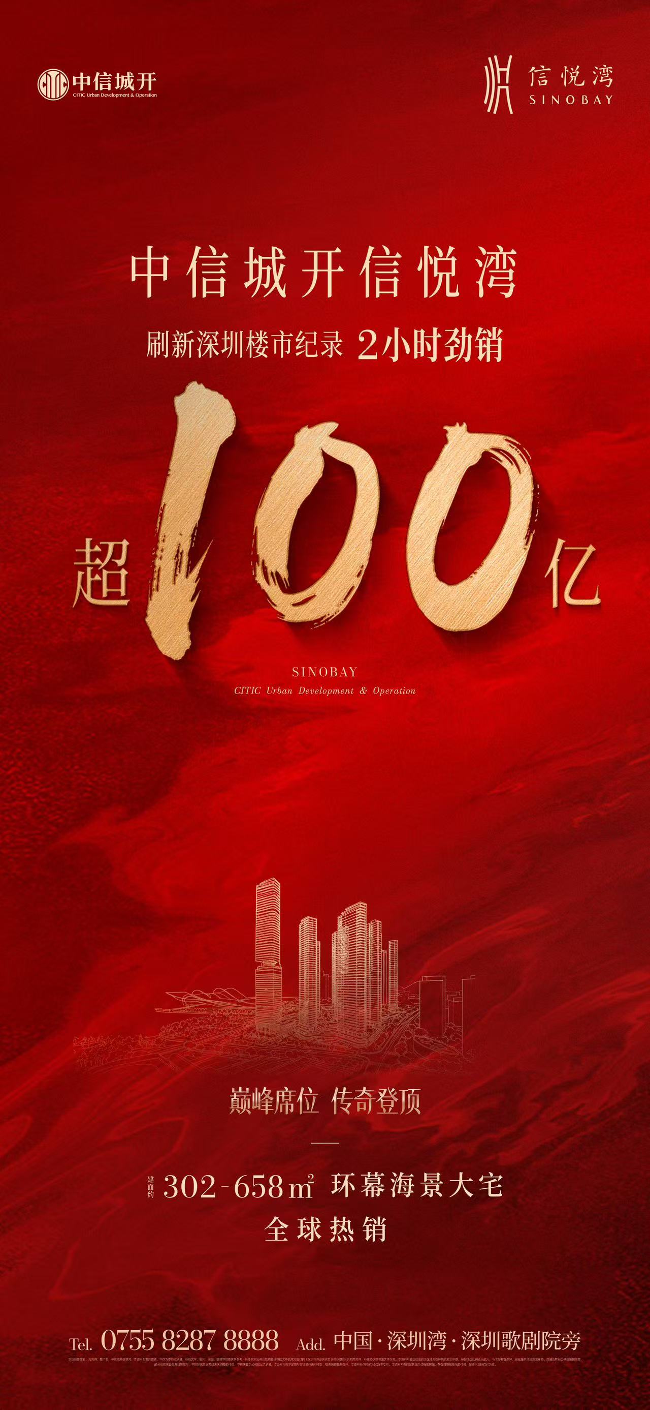 中信城开信悦湾开盘2小时热销100亿元，最高单价38万/㎡